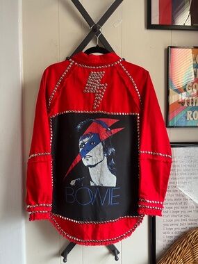 Handmade Red David Bowie Studded Jacket